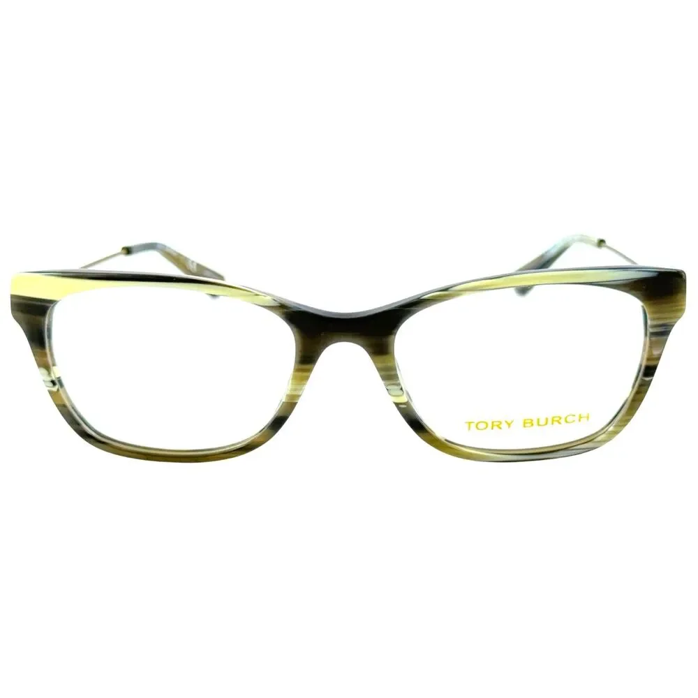 Tory Burch TY2063 Womens Plastic Eyeglass Frame 1553 Olive Horn Gold 51-18